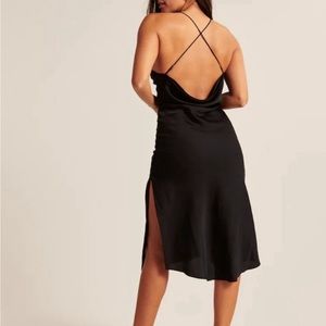 Abercrombie & Fitch satin cowl neck slip dress in *emerald green*